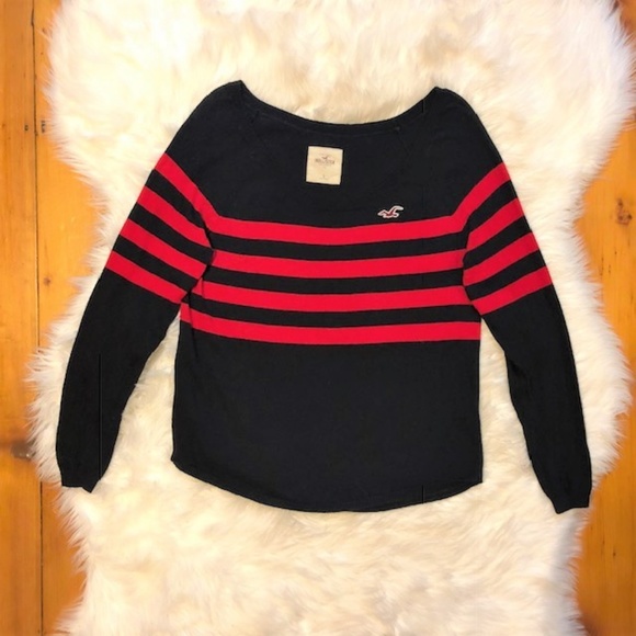 Hollister Sweaters - Hollister Co. Navy with Red Stripes Sweater